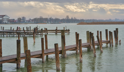 Wooden bridge in Neusiedlersee, Austria