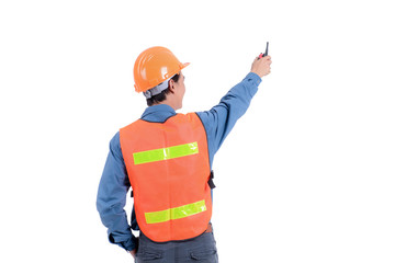 Engineer on white isolated background.