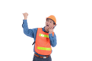 Engineer on white isolated background.