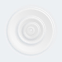 Vector milk splash circle waves or yogurt cream texture curved surface white. Background template for cosmetic moisturizer or diary milk product design top view from falling drop.