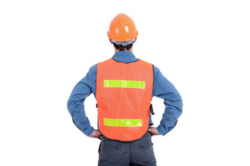 Engineer on white isolated background.