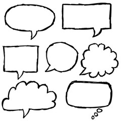 Fototapeta premium Zestaw ładny retro ręcznie rysowane chmury, zbiory ilustracji wektorowych