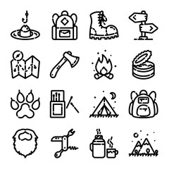 Fototapeta premium Camping & Hiking Icon Set