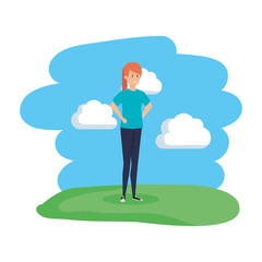 beautiful and young woman in the park