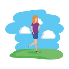 beautiful and young woman in the park