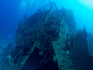 sunken ship with under the sea