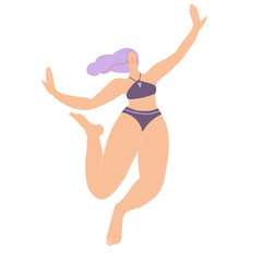 Girl in Paradise. Body positive. Summer vacation. Beautiful woman on the beach