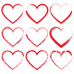 Abstract heart shapes set, chalk heart design