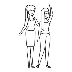 couple businesswomen avatars characters