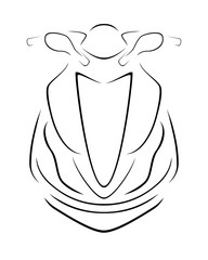 Aqua jetski line art front view isolated vector illustration