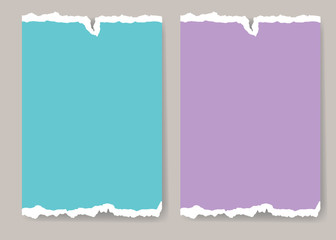 Obraz premium Torn paper realistic vector banner isolated on grey background. Paper strip with teared edges