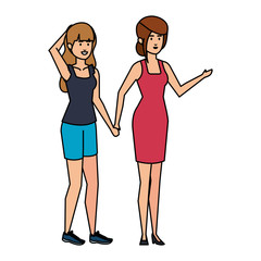 couple businesswomen avatars characters