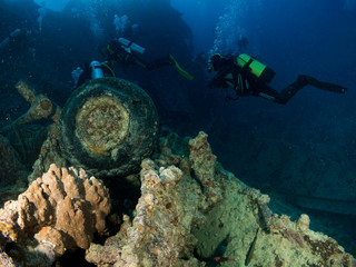 sunken ship with under the sea