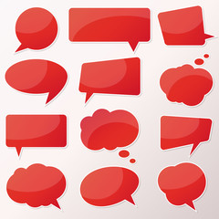 Vector stickers thought, speech bubbles, banner, label, cloud. Coupon sale, offers and promotions vector template. Talk balloon. Quote box. Text, information frame. Banner and badge.