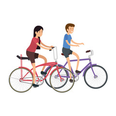 couple in bicycle traveling