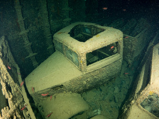 sunken ship with under the sea