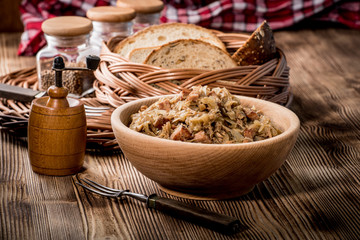 Bigos - stewed cabbage with meat,dried mushrooms and smoked sausage.