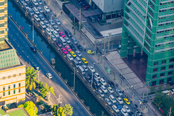 The evening and night lights of Bangkok when viewed from a corner on December 6, 2018.
