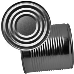 Ribbed aluminum can. Isolated over white background, top and side view, copy space for text