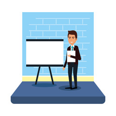 businessman with paperboard training