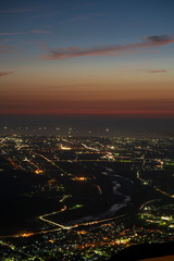獅子吼高原から眺める手取川扇状地の夕景