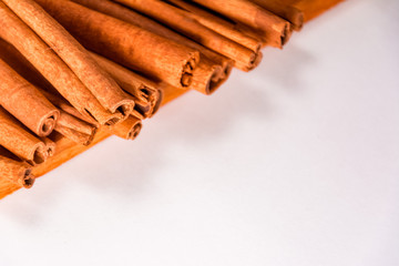 cinnamon sticks on white background