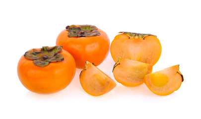 fresh ripe persimmons isolated on white background