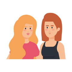 couple businesswomen avatars characters