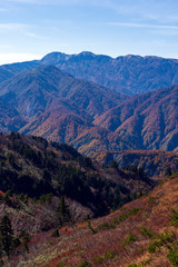 Fototapeta na wymiar 紅葉の三方岩岳から望む白山