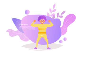 Grandmother sport, yoga Vector. Cartoon. Isolated art on white background. Flat - Vector