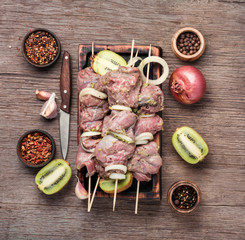 Raw shish kebab