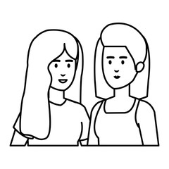 couple businesswomen avatars characters