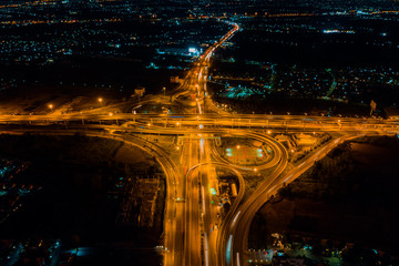 Fototapeta na wymiar Expressway top view, Road traffic an important infrastructure