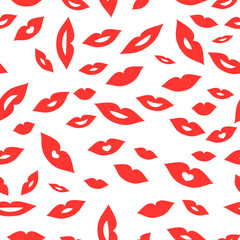 Red sexy lips seamless pattern. Woman's mouth. Vector illustration