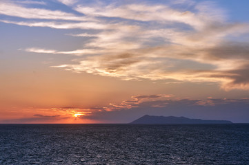 Naklejka na ściany i meble Sunset on the island of Corfu, Greece.