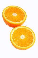 Orange with half isolated on white background