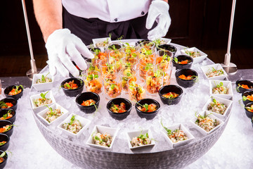 The station with fish snack in ice