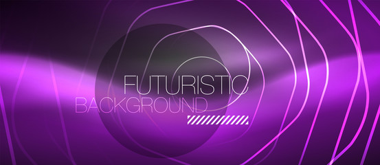 Black and glowing color lines neon design, magin techno template background