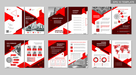 Brochure creative design. Multipurpose template, include cover, back and inside pages. Trendy minimalist flat geometric design. Vertical a4 format.