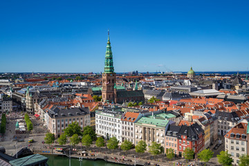 Aerial view of the center of Copenhagen, Denmark.