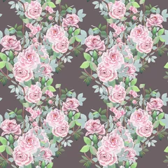 Gordijnen Vintage Bloemen Watercolor seamless pattern. Wild roses mixed background. Romantic wallpaper.  © Aleksandra Foster