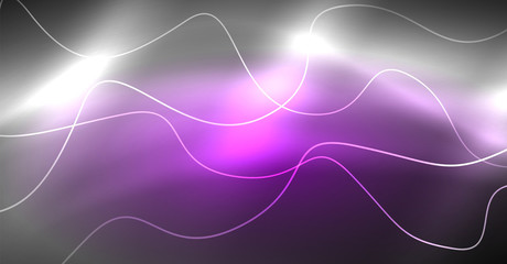 Neon lines wave background. Abstract composition