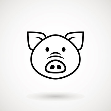 recommend clip art: Pig line icon. logo Piglet face with smile in outline style. Icon of Cartoon pig head with smile. Chinese New Year 2019. Zodiac. Chinese traditional Design, decoration Vector illustration.