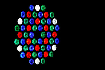 Close up red, green, blue led sportlight.