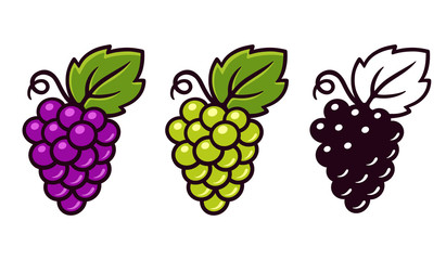 Grapes icons set