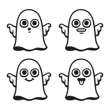 Cute cartoon ghost set