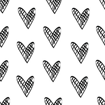 Hearts vector set. Hand drawn doodle vector isolated on background. Inked heart. Sketch style