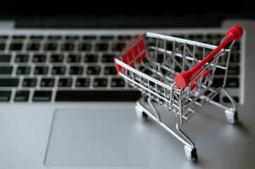 shopping cart on laptop