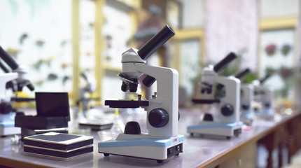 Fototapeta na wymiar microscopes in the biological laboratory 