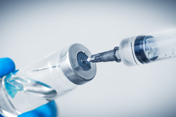 medical ampoule and syringe close-up